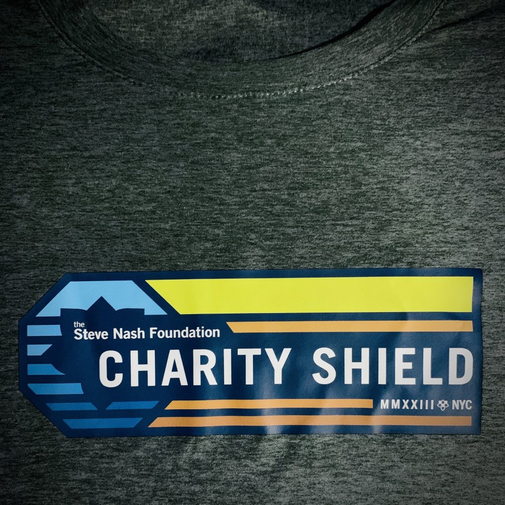 The Steve Nash Foundation Charity Shield jersey in Dusty Pine Heather. Only a few left!